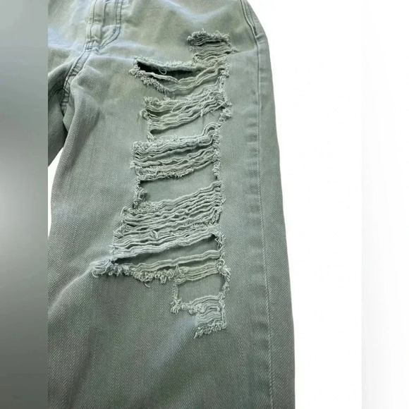 American Eagle Distressed Skinny Light Green High Rise Jeans Size 0 - Picture 4 of 11